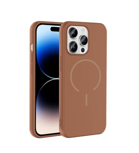 Apple iPhone 14 Pro Max Uyumlu Kılıf M-safe Şarj Özellikli Zore Meta Kapak (Kahverengi)