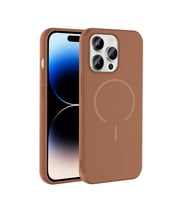 Apple iPhone 14 Pro Max Uyumlu Kılıf M-safe Şarj Özellikli Zore Meta Kapak (Kahverengi)