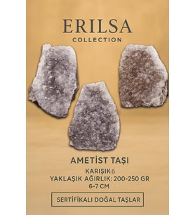 Sertifikalı Ametist Taşı Kütlesi 200-250 Gr – Doğal Ham Kristal Şifa Taşı Stresi Azalt Huzur Ver (Çok Renkli)