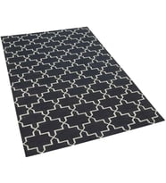 Siyah El Dokuma Salon Kilimi Geometrik Motifli Modern Stil Koridor Yatak Odası Uyumlu