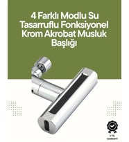 Krom Musluk Başlığı 4'ü 1 Arada Su Çıkışı Kolay Montajlı