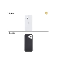 iPhone 15 Pro Max Beyaz Renk Arka Kapak Arka Cam Batarya Kapağı Lazer Kesim Kapak Pil Kapağı