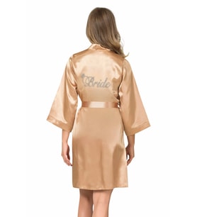 Ahu Gold Kısa Saten Bride Sabahlık