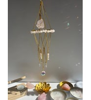 Pembe Kuvars Sun Catcher 2 - Güneş Tutucu, Güneş Yakalayıcı, Doğal Taşlı, El Yapımı