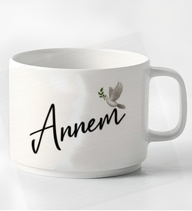 Annem Tasarımlı Porselen Kupa Nescafe Fincanı