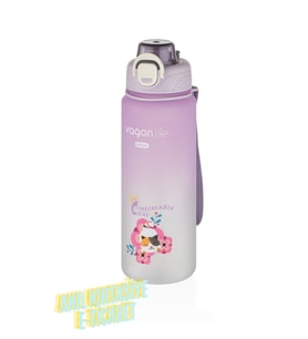 800 ml figürlü çift kullanım su matarasını pipet ve sticker ile beraber