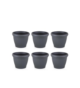 Omnipazar SO-HS01 Plastik Hasır Desenli Saksı 3.3 lt Antrasit 6 Adet