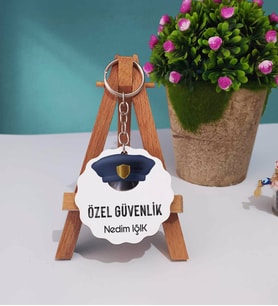 Özel Güvenlik Tasarımlı Kişiye Özel Güvenlik Ahşap Anahtarlık