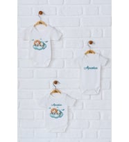 Pia Baby Premium %100 Pamuk İsme Özel Organik Baskılı Üçlü Set Çıtçıtlı Bebek Body Zıbın Modelleri 5004-18 (Ekru)