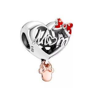 Minnie Disney Mom Kalp Temalı Charm 925 Ayar Gümüş