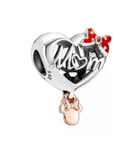 Minnie Disney Mom Kalp Temalı Charm 925 Ayar Gümüş
