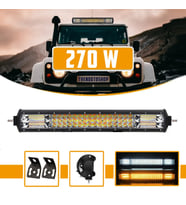 Off Road 3 Sıra 270W Çift Çakar Modlu Led Lamba Beyaz Ve Turuncu Flaşlı 56 cm 3030 Cree Led