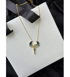 925 Gümüş 14k Gold Kaplama Sarılan Melek Kolye