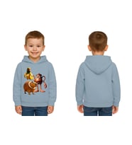 Unisex Brainrot Baskılı Çocuk Swaetshirt Kapüşonlu 3 İplik Şardonlu (Mavi)