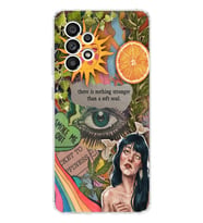Samsung Galaxy A52 Uyumlu Vintage Kolaj Desenli Şeffaf Telefon Kılıfı