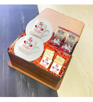 Sevgiliye Hediye Türk Kahvesi Fincanı Ahşap Kutulu Set 025