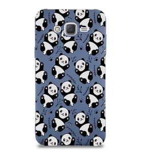 Samsung Galaxy J7 Core Uyumlu Lansman Kılıf Panda Tasarımlı İçi Kadife Kapak-Petrol Mavisi (Şeffaf)