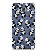 Samsung Galaxy J7 Core Uyumlu Lansman Kılıf Panda Tasarımlı İçi Kadife Kapak-Petrol Mavisi (Şeffaf)