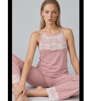 Night Kadın Dantel Detaylı Relaxed Pijama Takımı 4745