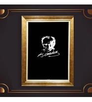 Altın Varaklı Çerçeveli Paspartulu Atatürk Tablo z4645 (Gold)