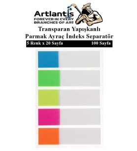 Kendinden Yapışkanlı Ayraç Postit 5 Renkli 1 Adet Yapışkanlı Not Kağıdı Transparan Parmak Ayraç İndeks Seperatör 5 Li Mini