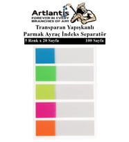 Kendinden Yapışkanlı Ayraç Postit 5 Renkli 1 Adet Yapışkanlı Not Kağıdı Transparan Parmak Ayraç İndeks Seperatör 5 Li Mini