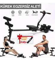 Hidrolik Katlanabilir Kürek Çekme Aleti Gösterge Ev Kardiyo Tüm Vücut Egzersiz Direnç Lastiği Hediye (Siyah)