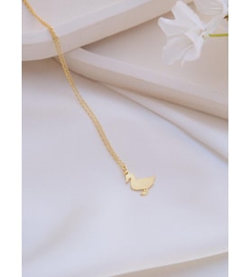 Kişiye Özel 925 Ayar Gümüş Minimalist Ördek Figürlü Kolye (Gold)
