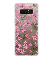 Samsung Galaxy Note 8 Kapak Floral Pembe Tasarımlı Şeffaf Silikon Kılıf