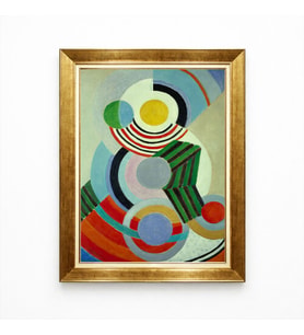 Tablore Geometrik Soyut Sanat Renkli Çemberler Ve Çizgiler Çerçeveli Kanvas Tablo Kübist Retro Duvar Dekoru