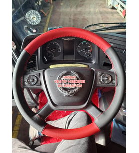 DİKİŞLİ DİREKSİYON KILIFI SİYAH DERİ KIRMIZI DERİ KIRMIZI DİKİŞLİ MERCEDES YENİ TİP DİREKSİYON