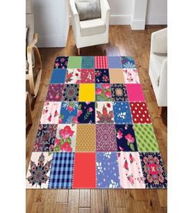 Dijital Kaymaz Taban Yıkanabilir Salon Halısı Mutfak Halısı Koridor Halısı Yolluk ND-HS-477 (Çok Renkli)