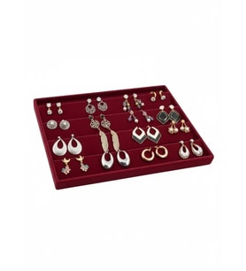 Cezayir Model Süet Kumaş Bordo Renk 34/24 Cm Enine Küpe Standı