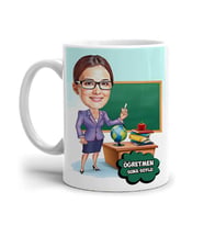 Kişiye Özel Güzel Öğretmenim Karikatürlü Kupa Bardak