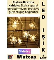 #Led Warmlight 8 Fonksiyonlu Dekoratif Cafe Yılbaşı Işık Fişli Kar Tanesi Gün Işığı 5 Metre 28 Led