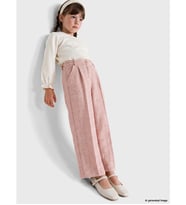 LCW Kids Pembe Beli Lastikli Kız Çocuk Gabardin Pantolon