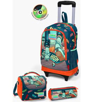 Coral High Kids Civit Neon Turuncu Kaykay Desenli Çekçekli 3'lü Çanta Seti SET0123923
