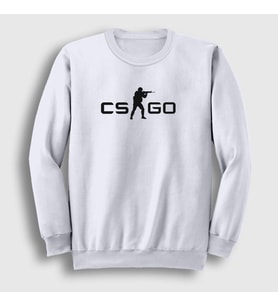 Presmono Unisex Beyaz Logo V2 Oyun Counter Strike Cs Go Sweatshirt 325359tt (Beyaz)