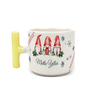 Mutlu Yıllar 3 Noel Baba Baskılı Sarı Kulplu T Yılbaşı Kupası