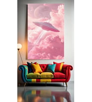 PEMBE UZAY MEKİĞİ 1 Ev Duvar Salon Güzellik Salonu Ofis Dükkan Dekarasyon Kanvas Tablo (Çok Renkli)