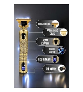 Mey İthalat® Tıraş Makinesi Şarjlı Profesyonel Saç Kesme Makinesi Gold Çizik Tıraş