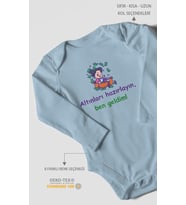Altınları Hazırlayın, Ben Geldim! Baskılı Bebek Zıbını – Çıtçıtlı Body  %100 Pamuk Uzun Kol (Bebek Mavisi)