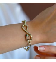 Yılan Sonsuzluk Modeli Gold Kaplama Zirkon Taşlı Bileklik