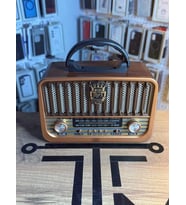 Eski Tip Görünümlü Yeni Nesil Şarjlı Radyo Bluetooth USB TF Kart (Kahverengi)