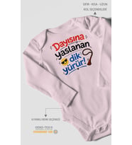 Dayısına yaslanan dik yürür Uzun Kollu Çıtçıtlı Bebek Body