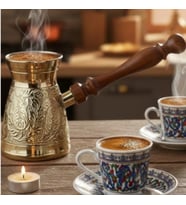 Pirinç Cezve 4.75'' (12 cm) – 3-4 Kişilik Türk Kahvesi Cezvesi GOLD