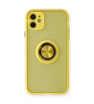 iPhone 11 Kılıf Montreal Yüzüklü Silikon Kapak - Sarı