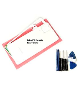 Tkgz Samsung Galaxy A22 A225 4G KASA Aka Pil Batarya Kapağı (TAMİR SETİ) BEYAZ