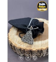 316L Paslanmaz Çelik Triquetra Kelt Sembol Kolye - Yaşamın Döngüsü Çelik Madalyon Unisex Takı Kolye