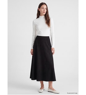 LCW Modest Siyah Beli Lastikli Kloş Etek